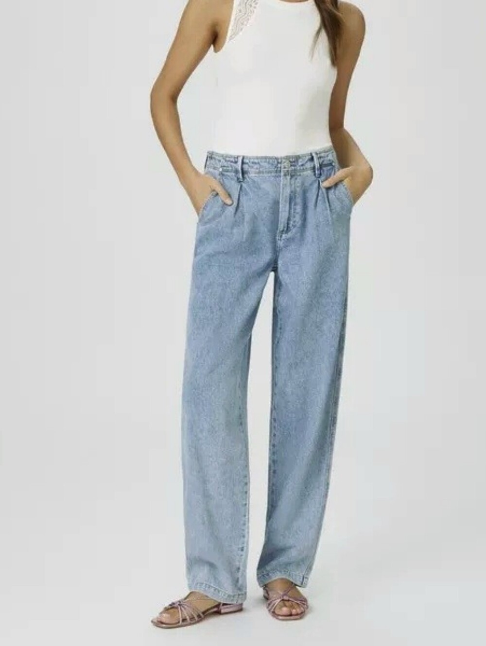 Paige Bella Pleat Denim Trouser Jeans Sz 27 100% Cotton Lordyn Wash